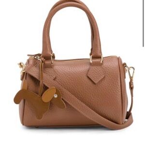 NWT Divina Firenze Italian leather Classic Barrel Satchel Handbag in Brown